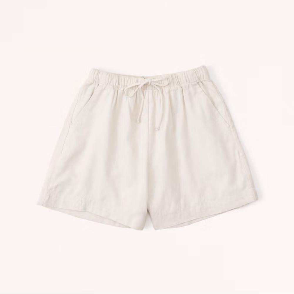 Abercrombie & Fitch Linen-Blend Pull-On Short Cream Size Medium